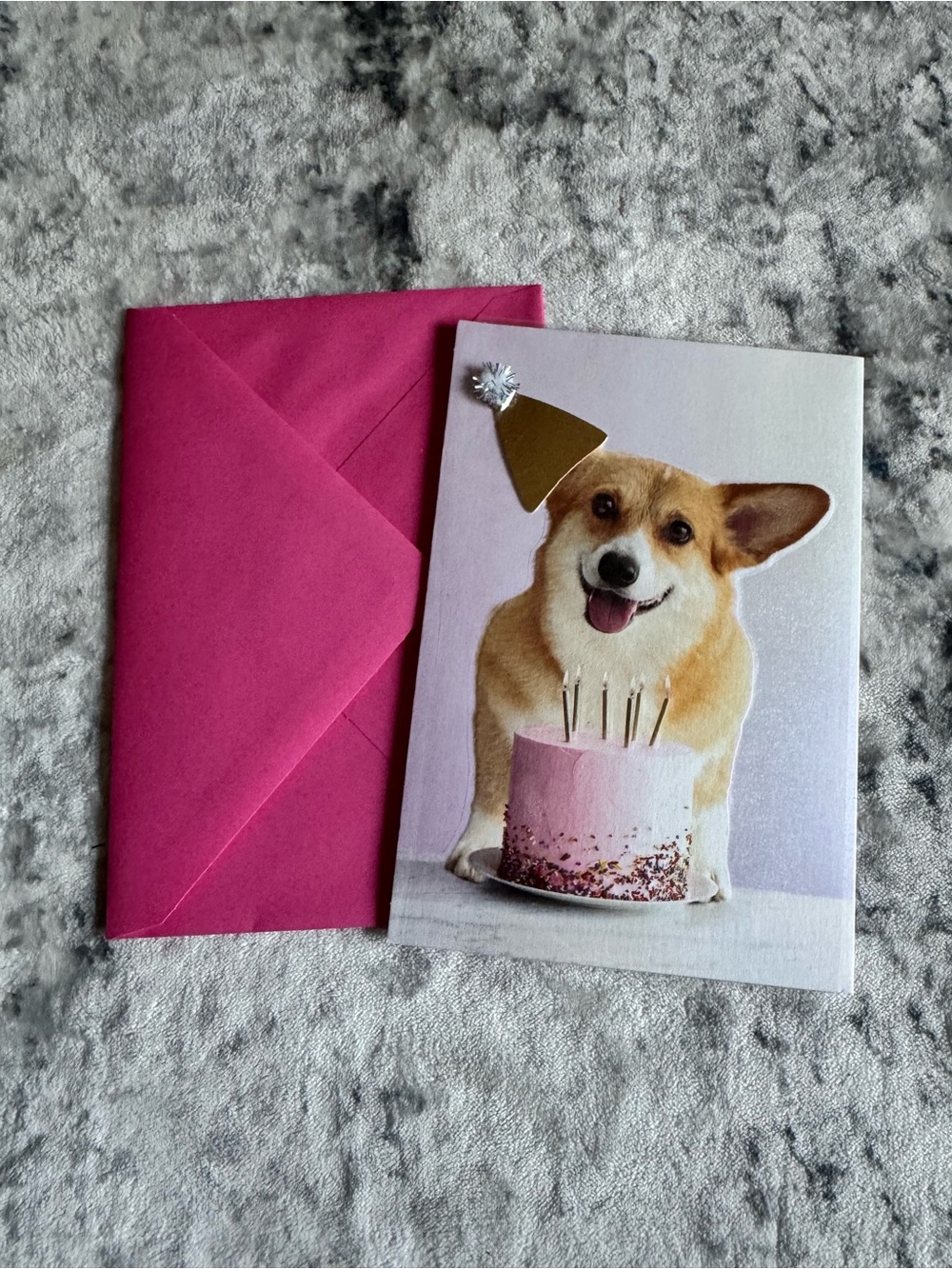 American Greetings Corgi Birthday Card with Pink Envelope